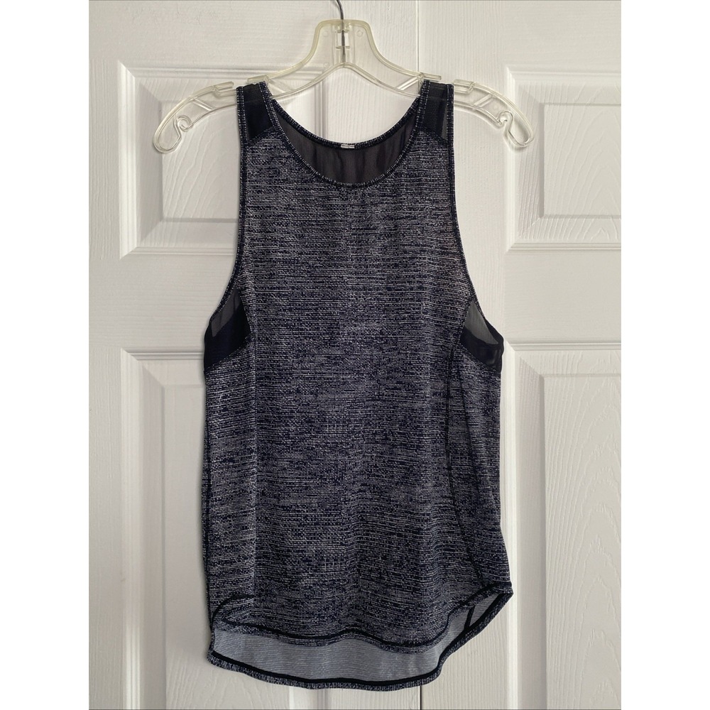 Lululemon Sculpt Tank Top Womens Size 4 Black White Static Mesh Back‎ Activewear